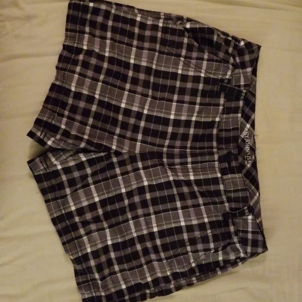 Black and white plaid St. John's Bay shorts